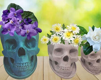 Skull Planter-3D Printed-Human Skull Replica-Skull Pot-Spooky Planter-Skull 3D Printed Plant Pot-Office Planter-Indoor Plant Pot-Goth Décor