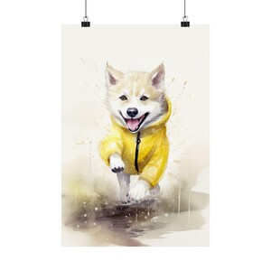 Adorable Husky Puppy Poster, Cute Dog Wall Art, Pet Lover Gift, Home Decor, Dog Lover Wall Print, Nursery Decor, Watercolor Poster