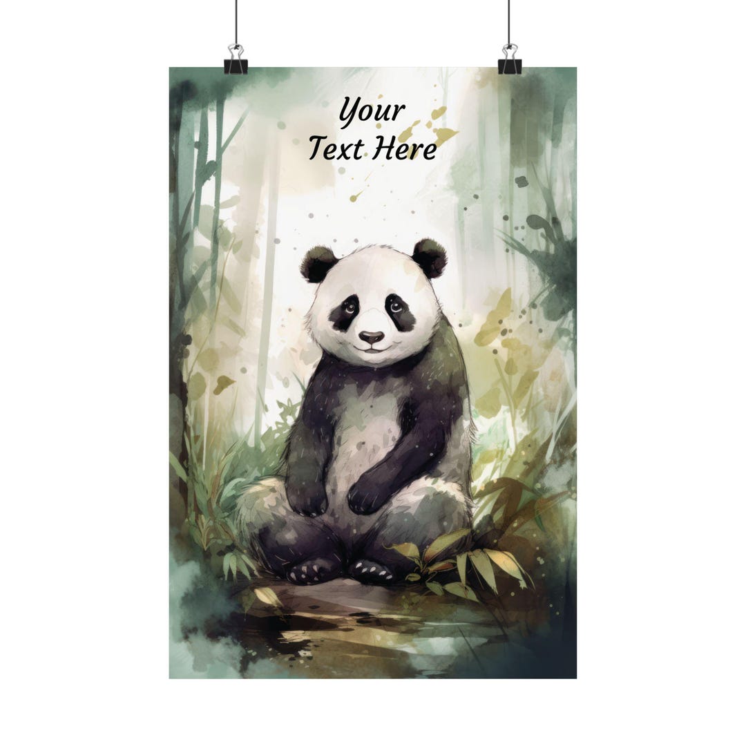 Personalized Whimsical Panda Wall Art Poster, Animal Decor for Kids ...