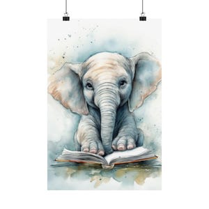 Adorable Elephant Poster, Nursery Wall Art, Child&#39;s Room Decor, Gift for Kids, Animal Lover&#39;s Art, Baby Shower Gift