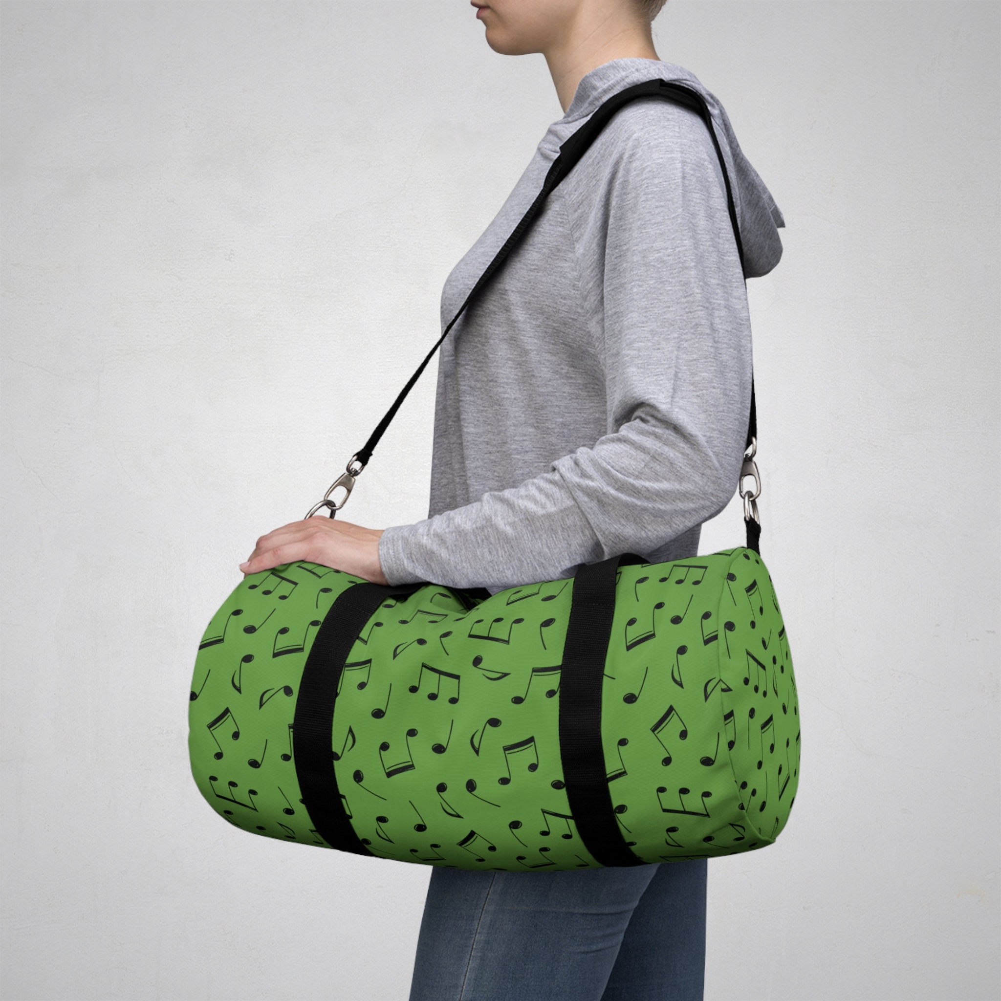 Green Music Note Duffel Bag Music Lover Weekend Bag Music Duffel Music