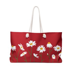 Red DAISY Weekender Bag | Daisy Gift Idea for Her | Daisy Bag | Daisy Oversized Tote | Daisy Tote Bag | Daisy Tote | Daisy Lover