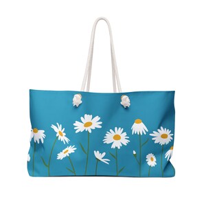 Turquoise Blue DAISY Tote Bag | Daisy Bag | Daisy Tote Bag | Daisy Tote | Daisy Lover Gift | Daisy Flower Bag