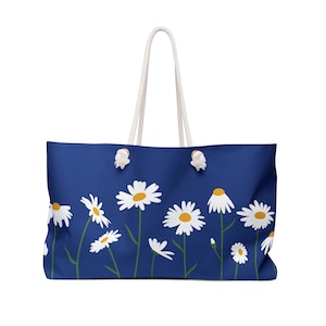 Blue DAISY Weekend Bag | Daisy Gift Idea for Her | Daisy Bag | Daisy Oversized Tote | Daisy Travel Bag