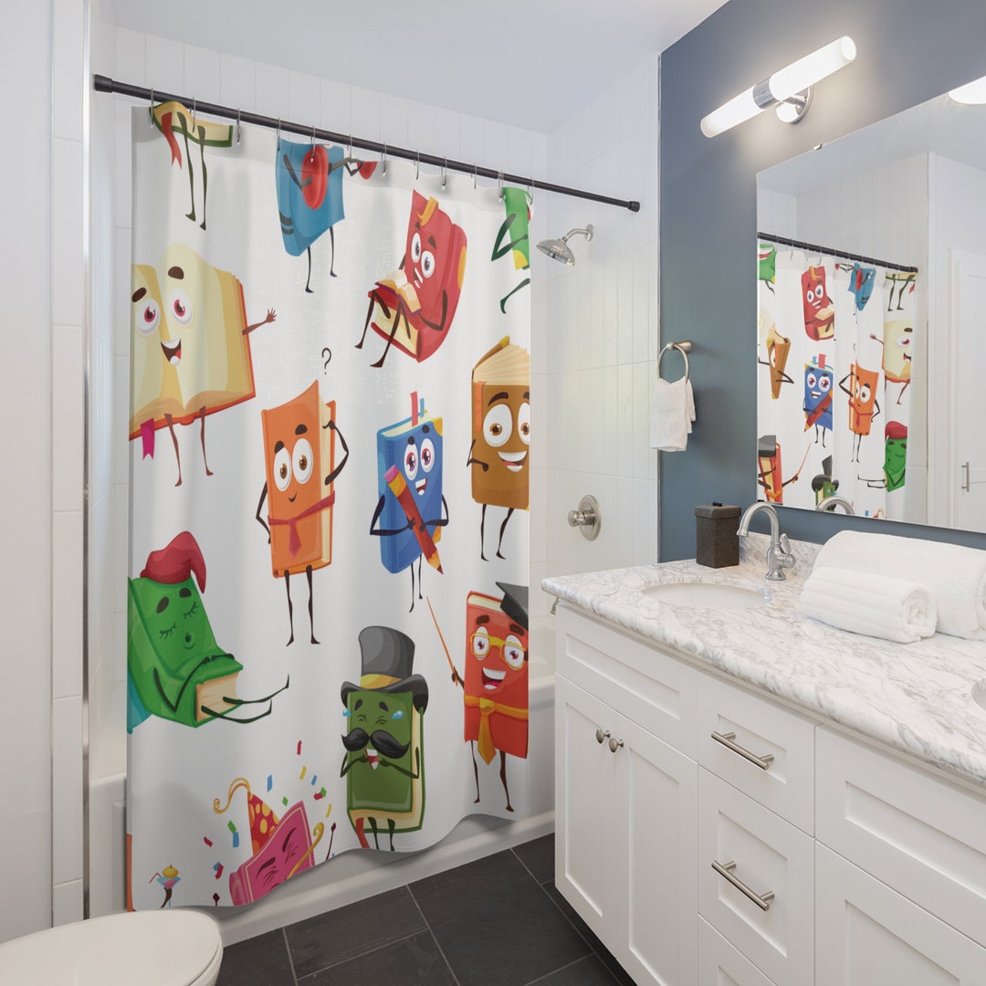 Fun Book Faces Shower Curtain Shower Curtain With Fun Book Faces Shower
