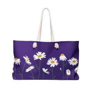 Purple DAISY Oversized Bag | Daisy Bag | Cute Daisy Bag | Daisy Tote | Daisy Lover Gift | Daisy Print Bag | Daisy Travel Bag