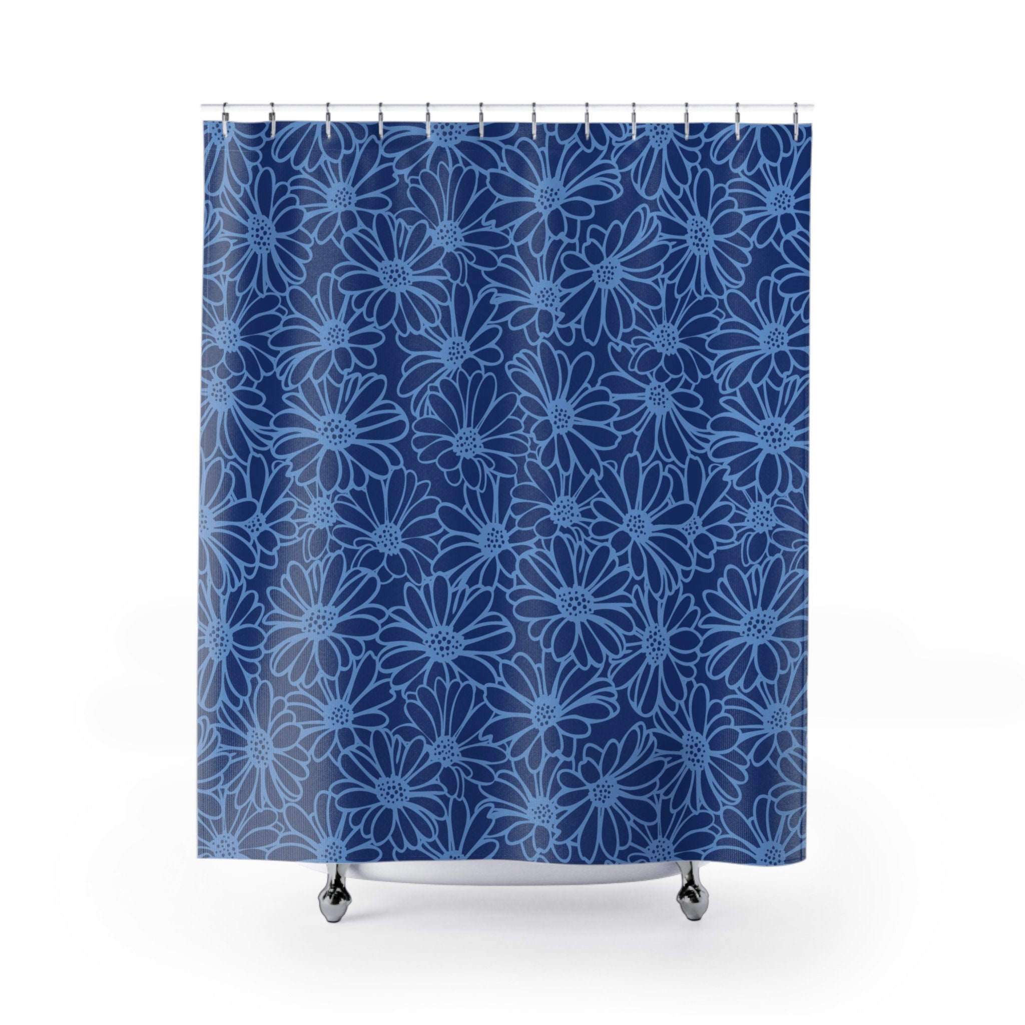 Blue Daisy Shower Curtain Simple Shower Curtain Blue Daisy Pattern