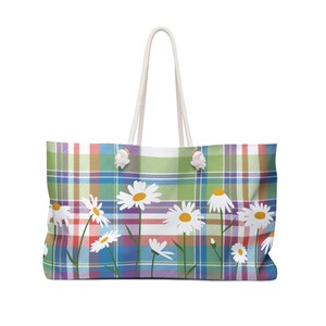 Daisy Weekender Bag, Gift Idea for Her, Pastel Daisy Bag, Daisy Oversized Tote, Daisy Tote Bag, Daisy Tote, Daisy Lover