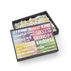 Pastel Positive Words Puzzle | Inspiration Puzzle | Good Vibes Only | Think Positive Puzzle | Puzzle (96, 252, 500, 1000-Piece)