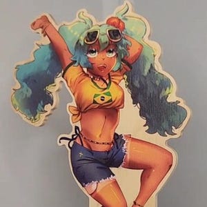 Brazilian Miku Hatsune Natural Wood Double-sided Pine Standee LIMITED STOCK