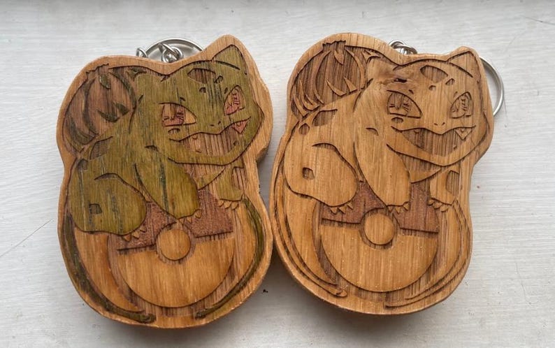 Pokemon Gen 1 Starters Wood Keychains Ornaments Charmander Squirtle and ...