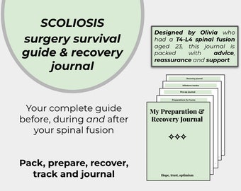 Scoliose Chirurgie Overlevingsgids en Hersteldagboek - Spinal Fusion Gids en Tijdschrift - Digitale PDF-download