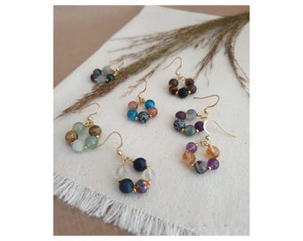 Gemstone Earrings | Dangle Earrings with Natural Stone | Nickel-Free | Earrings with Dangle Gemstone Beads | Gift for Her | Jewelry Gift