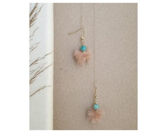 Small drop earrings with tulle and gemstones - various colors | Statement earrings | Lightweight earrings | Gemstones | Nickel-free |
