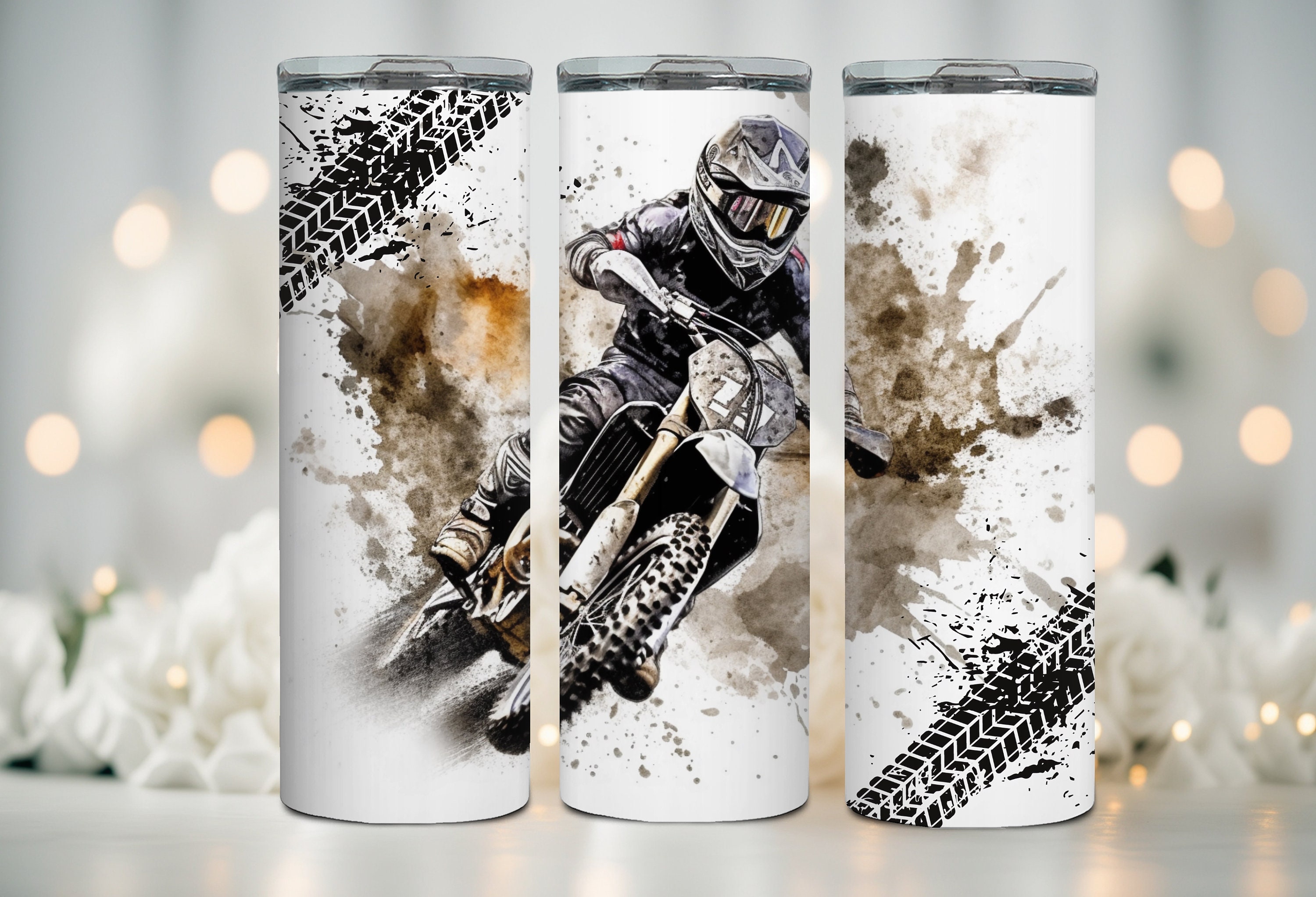 Dirt Bike Tumbler Wrap, Alcohol Ink Tumbler Wrap, Motocross Tumbler