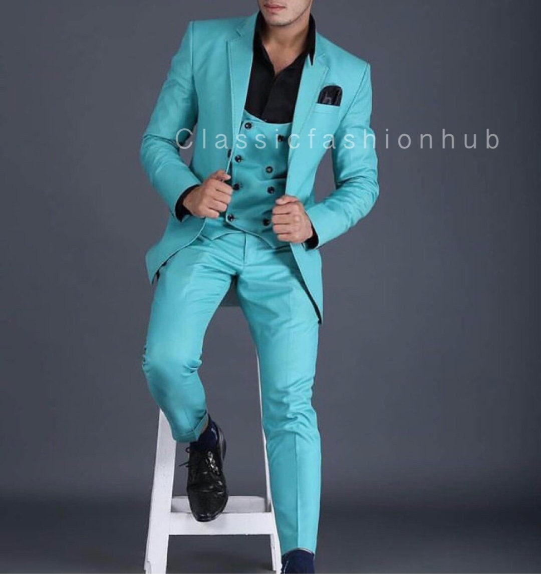 Men Suits Light Blue 3 Piece Slim Fit Elegant Formal Fashion Etsy top-30-blue-wedding-suits-for-grooms-groomsmen-and-guests