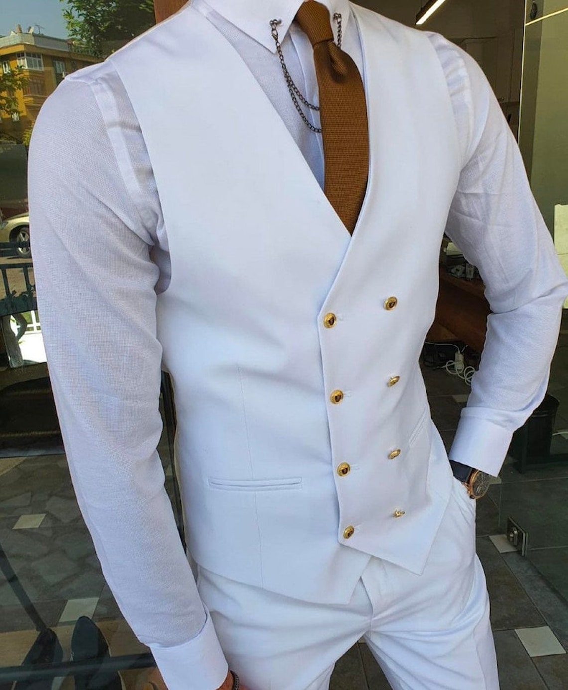 Men'S Slim Fit 3 Piece White Suit main image 0