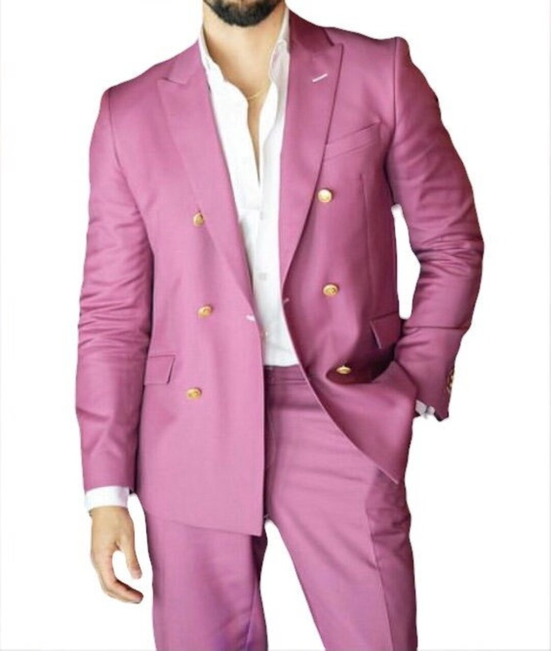 Luxury Men Pink 2 Piece Suit Formal Fashion Stylish Groom Suit Etsy
