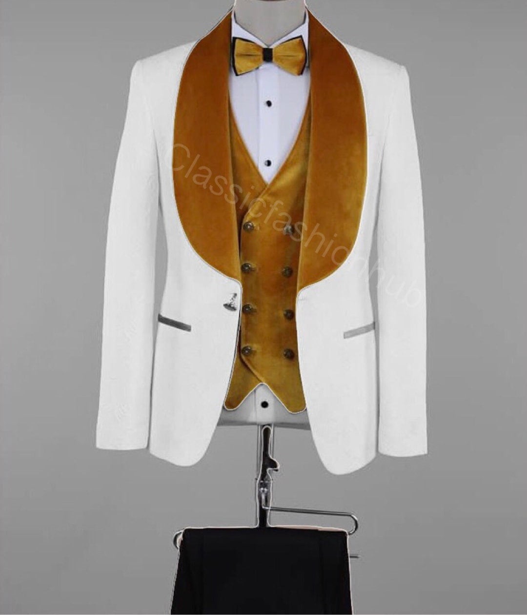 Men Suits White 3 Piece Slim Fit Elegant Formal Fashion Suit, Groom ...