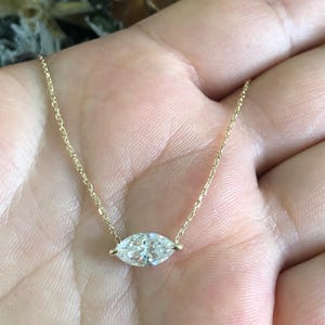 1.50 Ct East West Marquise Moissanite Necklace Marquise Cut Necklace Solitaire Marquise Diamond Necklace 18" Chain Anniversary Gift For Her