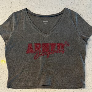 Crop tee “Armed & Dangerous” glitter vinyl
