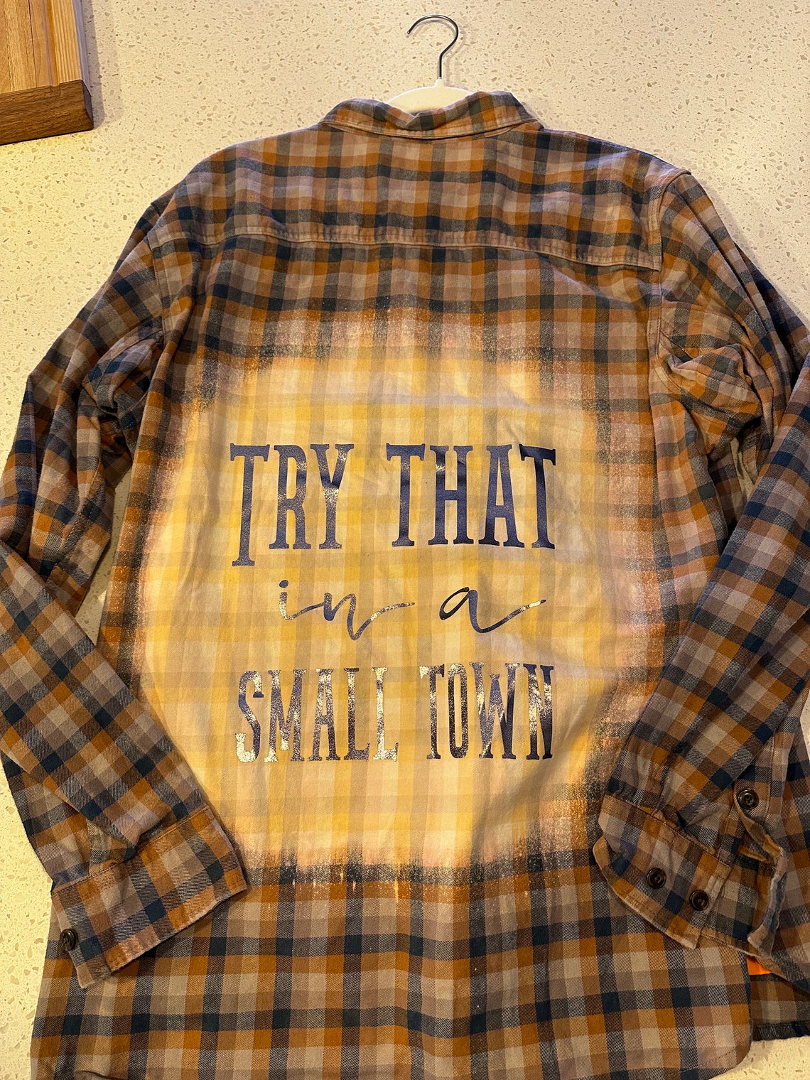 Upcycled Flannel Shirt try That in a Small Town Bleached - Etsy