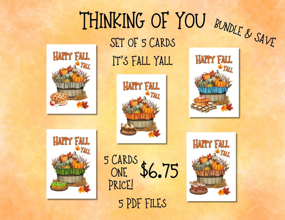 DIY Printable Happy Fall Yall Note Card Set of 5 Cards Blank Inside Its ...