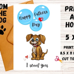 Biglietto per la festa del papà dal cane per il papà dell'animale Stampalo tu stesso a casa Download istantaneo Biglietto stampabile per la festa del papà del cane
