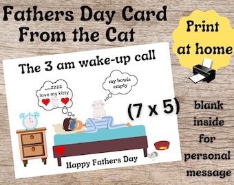 From the Cat Fathers Day Card for Cat Dad Card Cat Daddy Card White Cat Card for Dad From the Pet Card