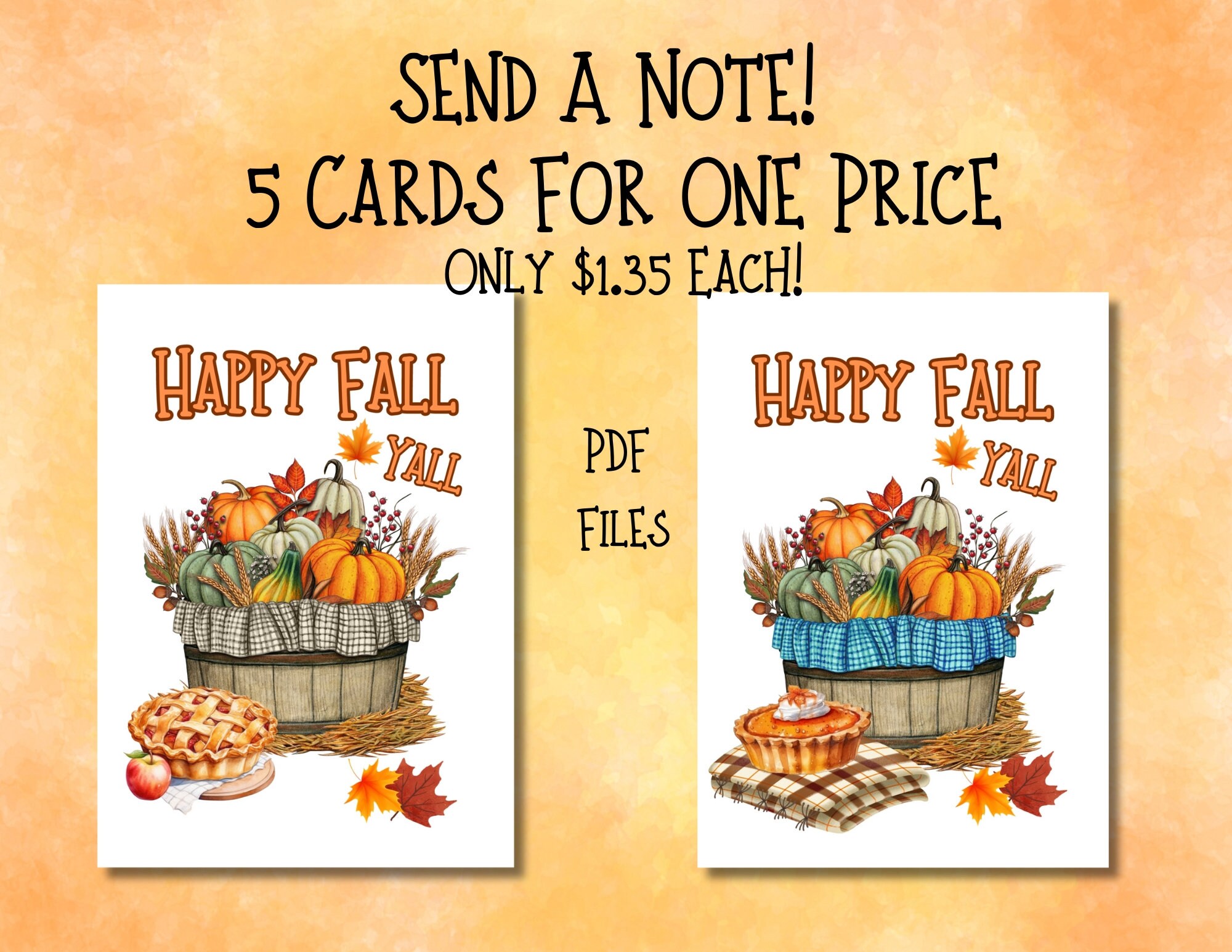 DIY Printable Happy Fall Yall Note Card Set of 5 Cards Blank Inside Its ...