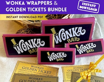 Chocolate Bar Wrapper/Golden Ticket Download Pdf /DIY Halloween Costume Party favor, fits Hershey's 1.5 Oz/2.6 Oz/4.4 Oz/Lindt 100g
