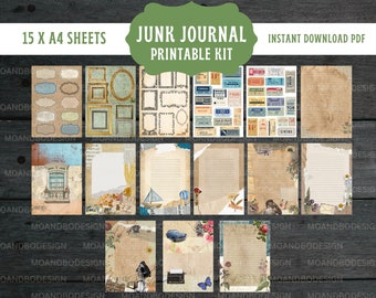 KIT DE DIARIO BASURA Páginas imprimibles, Páginas de diario esenciales básicas, Descarga instantánea en Pdf