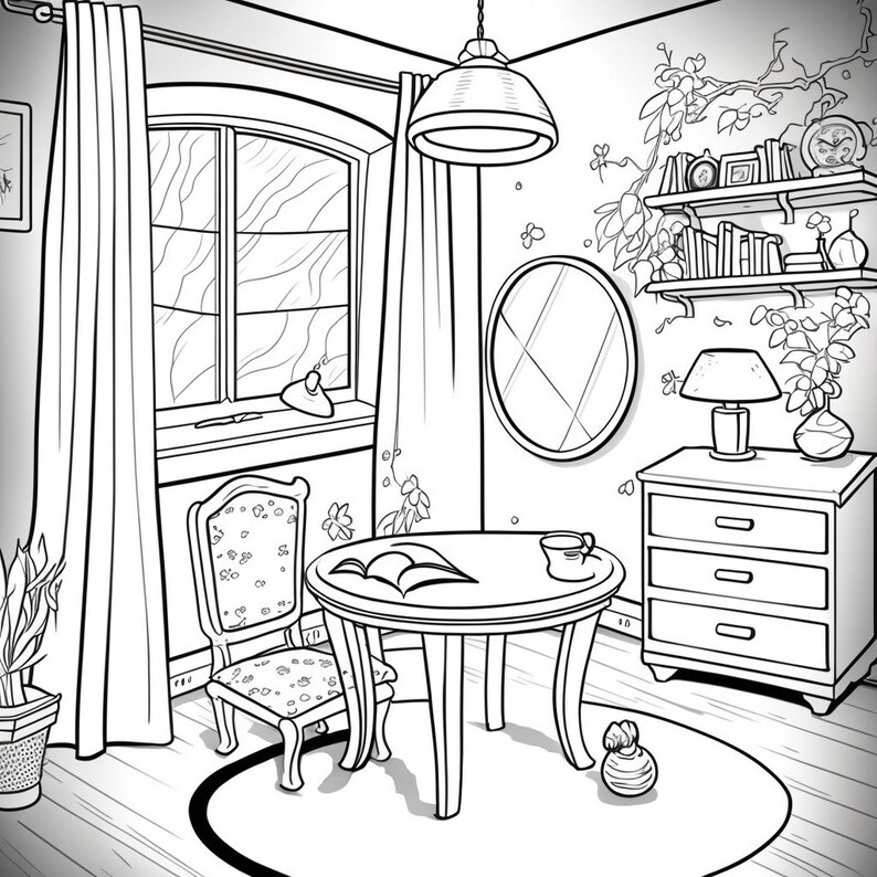 25 Printable Coloring Pages of Furniture for Home Decor Enthusiasts
