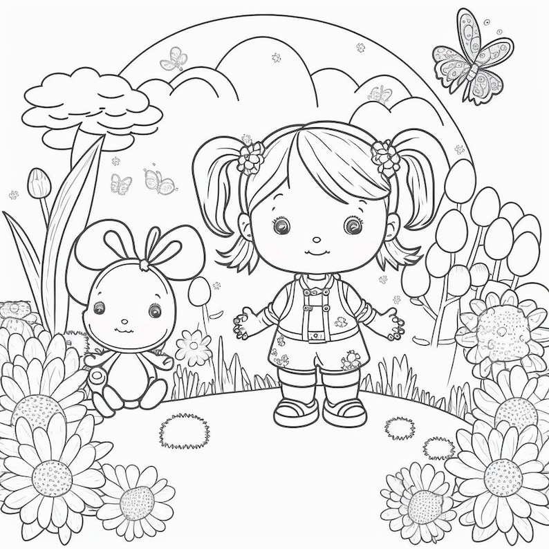 Printable Coloring Pages of Springtime Scenes