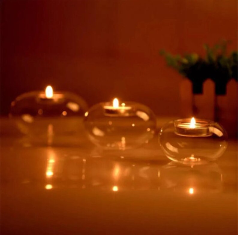 Round / Oval Glass Tealight Holder Etsy