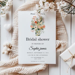 Boho Bridal Shower Invitation Template | Boho Floral & Eucalyptus |Wildflower Bridal Shower Invite | 5×7 Editable Instant Download