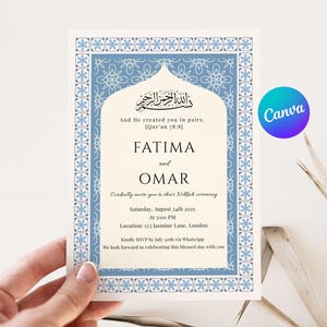 Invitación de boda islámica / Plantilla de boda musulmana / Invitación digital Nikkah / Walima inivte / Canva editable / Descarga instantánea