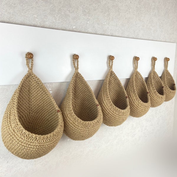 Hanging Wall Baskets, Jute Basket Set, Vegetable Fruit Basket, Rustic Baskets, Storage Basket, Kitchen Basket, Farmhouse Basket