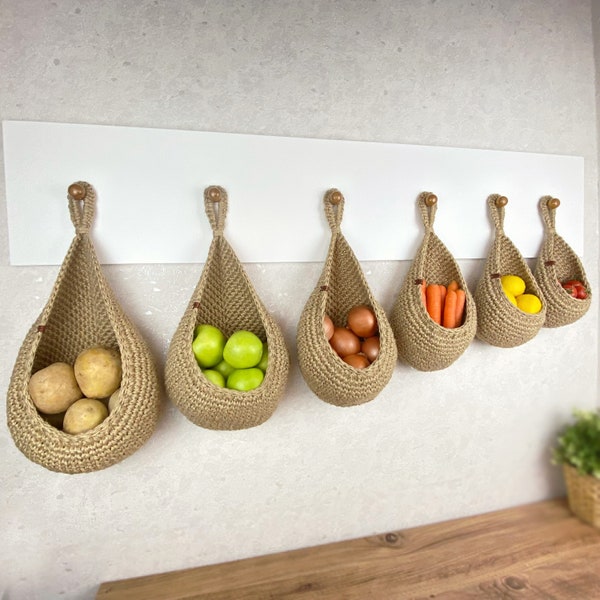 Jute Hanging Wall Basket, Vegetable Fruit Basket, Rustic Baskets, Storage Basket, Kitchen Basket, Farmhouse Basket