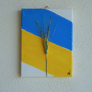 Painting in ukrainian colors Blue Yellow Wheat Ukrainian landscape Ukrainian flag Support Ukraine Ukrainian culture Gift Ukrainian style