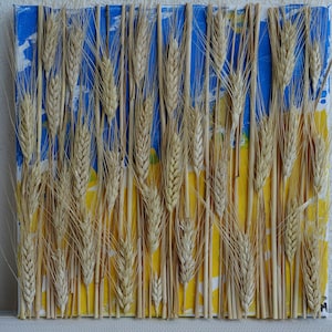 Painting in ukrainian colors Blue Yellow Wheat Ukrainian landscape Ukrainian flag Support Ukraine Ukrainian culture Gift Ukrainian style