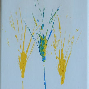 Painting in ukrainian colors Blue Yellow Wheat Ukrainian landscape Ukrainian flag Support Ukraine Ukrainian culture Gift Ukrainian style