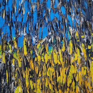 Painting in ukrainian colors Blue Yellow Wheat Ukrainian landscape Ukrainian flag Support Ukraine Ukrainian culture Gift Ukrainian style