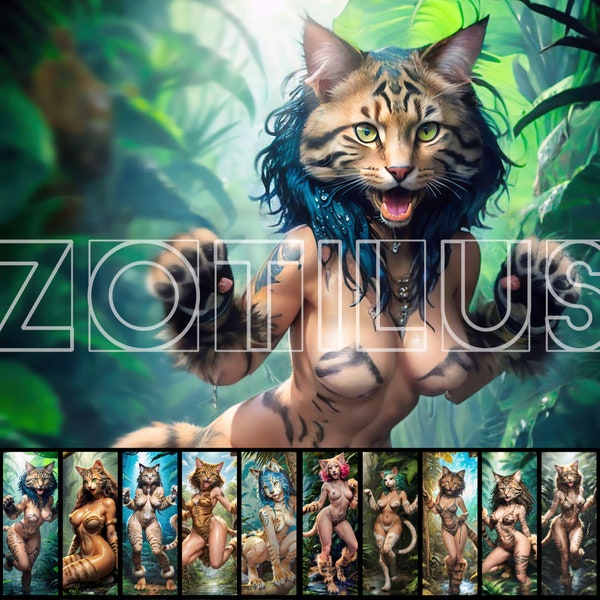 Pack#20: Semi realistic and sexy furry girls in the jungle by ZoTiLuS (10 jpg) | (Immediate download)