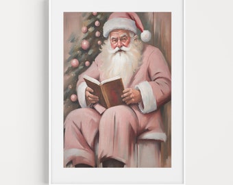Pink Christmas Santa Print | Blush Pink Christmas Decor | Modern Xmas Decor | Holiday Decor | Trendy Christmas Print | Printable Santa Claus