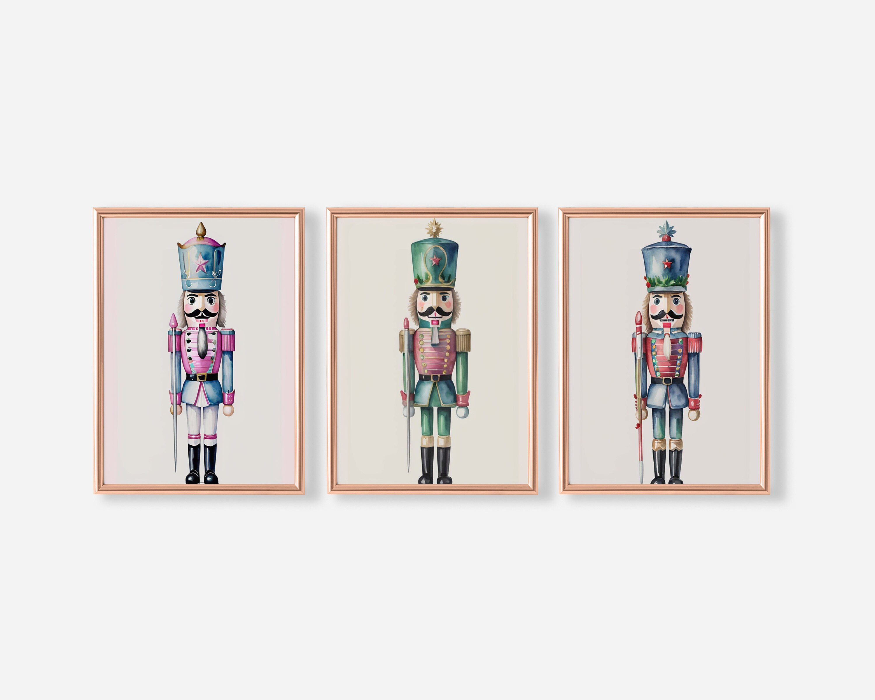 Nutcracker Prints Set of 3 Printable Vintage Christmas Holiday Wall