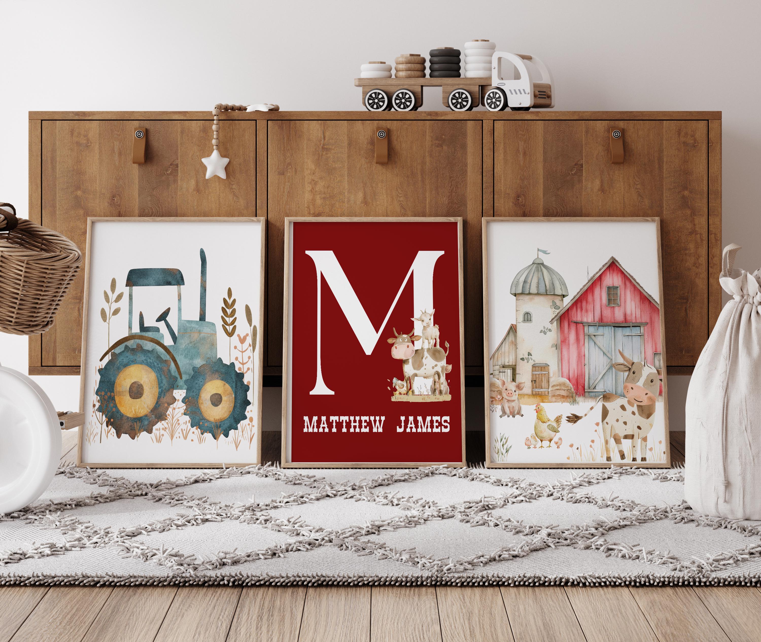 Personalized Farm Nursery Prints Set of 3| Rustic Barnyard Wall Decor ...