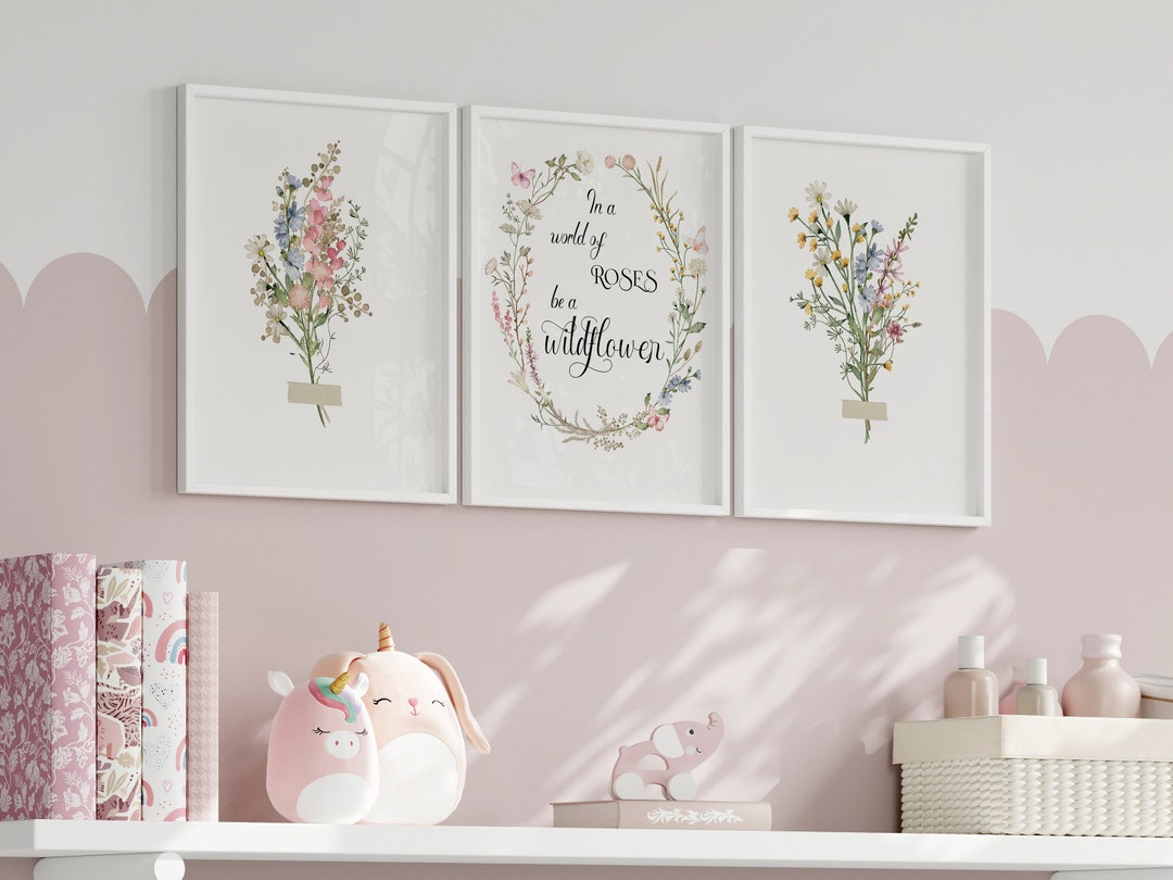 Wildflower Girls Room Wall Art | Wildflowers Prints | Floral Nursery ...