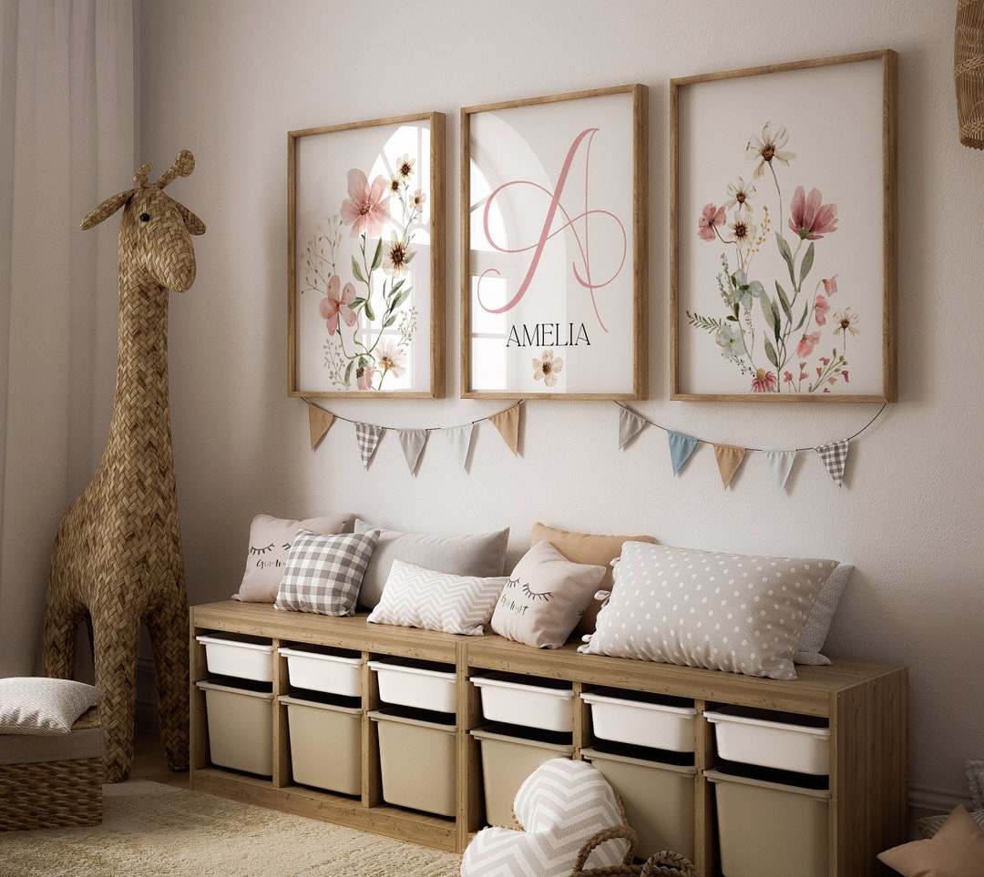 Personalized Wildflower Girls Room or Nursery Prints | Boho Wildflower ...