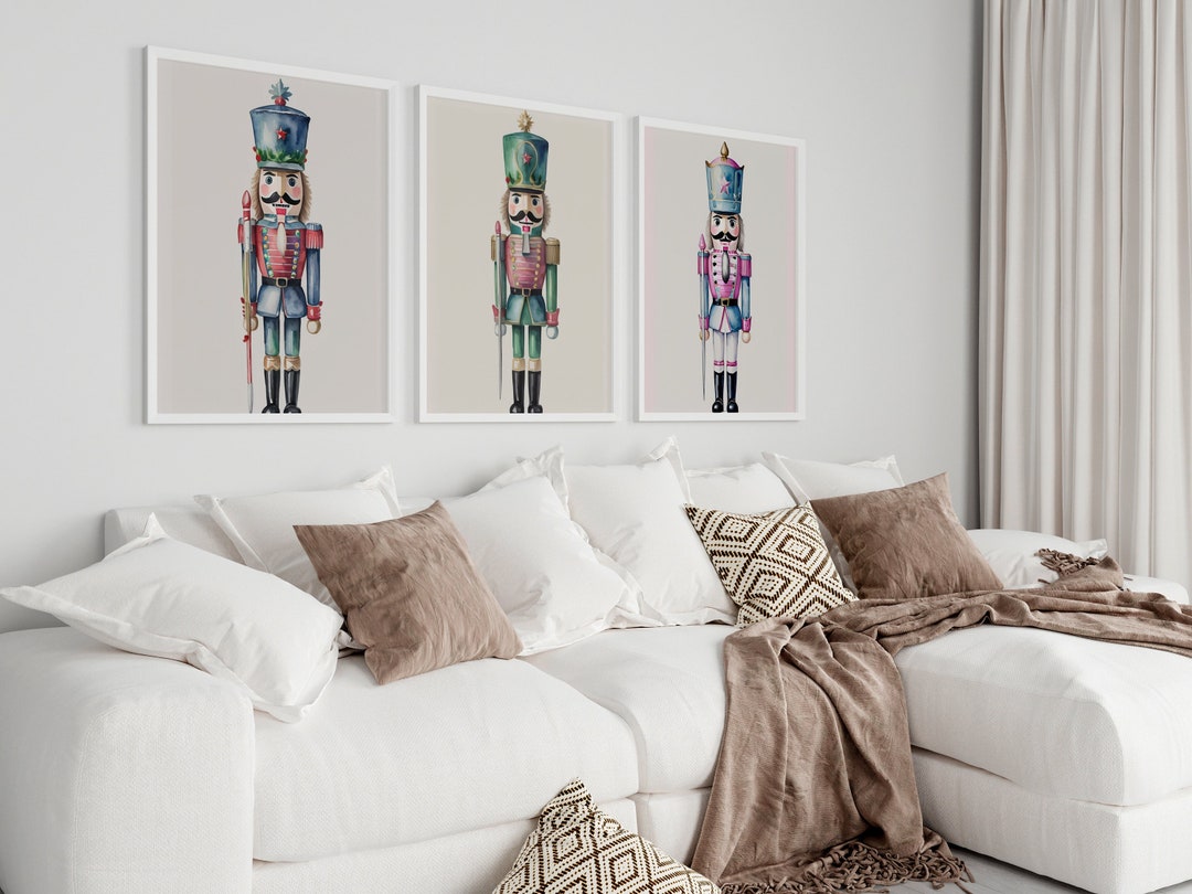 Nutcracker Prints Set of 3 Printable Vintage Christmas Holiday Wall